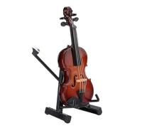 Miniature Violin Instrument, Mini Violin Musical Instrument Miniature Figure with Stand, Collectible Exhibition Accessories, Wooden Craft Decoration for Offices and Bedrooms