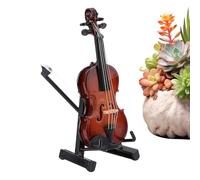 Miniature Violin, Miniature Violin Figure with Stand, Wooden Craft Home Accessory Decoration for Bedroom Study
