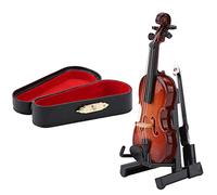 Miniature Violin Model 8cm Wooden Tiny Violin with Bow and Stand, Mini Musical Instrument Display Ornament Craft for Home Office Decor, Funny Joke Gift for Music Lovers