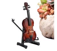 Miniature Violin Model, Collectable Miniaturized Musical Instrument Figurines, Solid Wood Decoration Accessory for Indoor Bedroom or Office