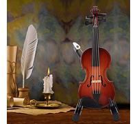Miniature Violin Model Wooden Instrument Model with Stand Case Mini Violin Dollhouse Accessories Desktop Mini Musical Instrument Decor Gift