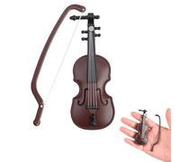 Miniature Violin PVC Plastic Tiny Violin Realistic Mini Musical Ornament with Bow Funny Gag Decor for Home Office & Dollhouse Ideal Gifts for Birthday Christmas White Day