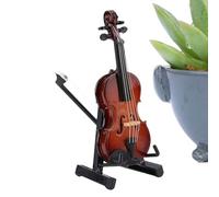 Miniature Violin, Small Violin Figurine with Stand | Handmade Wooden Decoration for Bedroom and Study