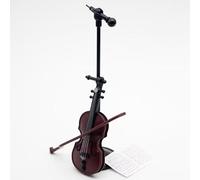 Miniature Violin with Stand Ornament, Bow and Case - Perfect Mini Musical Instrument for Cell Phone Case Decoration House Decoration and Collectors Accessories