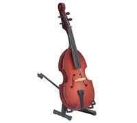 Miniature Violin Wooden Tiny Violin with Bow Stand, Tiny Violin Exquisite Details Portable Basswood Violin Ornament with Bracket for Music Training Graduation Present