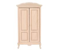 Miniature Wardrobe, 1/12 Scale Dollhouse Closet with Double Doors, Great Dolls House Furniture Accessory for Bedroom or Living Room Landscape, Ideal Birthday Made of Birch