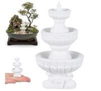 Miniature White Resin Fountain Dollhouse Accessory 1:12 Scale Tiny Water Feature Statue for Fairy Garden Bonsai Micro Landscape Tabletop Scene Display
