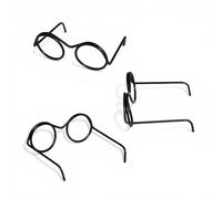 Miniature Wire Spectacles Set of 3, Tiny Round Black Metal Glasses for Miniature Figures, Dollhouse Accessories, Wizard Style Props and Craft Displays