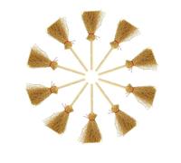 Miniature Witch Broom 10pcs Tool Small Witch Broom with Red Strings 4cmx9.5cm Decorative Hanging Straw with Red Rope for Kitchen Garden Home Party Decoration