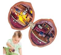 Miniature with Walnut Shell - Library Craft Kit Resin Nut Scene Creative 3D Decoration Handmade Mini Room Cute Collectible Model | Pe