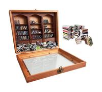 Miniature Wooden Bookshelf,Miniature Wooden Bookcase - Handmade Wooden Toy Decorative Box with 200 Miniature Books | Wooden Bookcase Stress Relief Toys for Birthday, Christmas, New Year