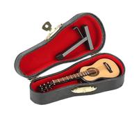 Miniature Wooden Guitar Model (Worlds Smallest) Tiny Musical Instrument Ornament Decorative Craft Toy for Home Office Display Shelf Decoration Collectible Gift