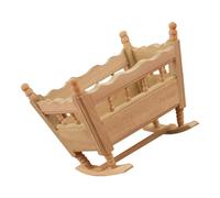 Miniature Wooden Rocking Bed 1/12 Doll House Decorative Accessory For Realistic Doll House Nursery Arrangement Wood Miniature Cradle Bed
