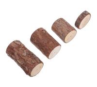 Miniature Wooden Stumps for Hamster Enrichment, 4 Piece Rustic Decor | Natural Wood Texture, Bark Covered Surface, Hiding Spot Creation, for Degus and Small PET Enclosures