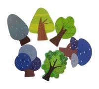 Miniature Wooden Train Set Trees, Wooden Play Blocks Train Toy Track Decorative Mini Pine Trees Model Natural Wood Educational Toys for DIY Railways Scenery Landscape