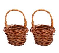Miniature Woven Basket with Handles 2pcs/set Small Woven Flower Baskets Mini Picnic Baskets Fairy Garden Decoration