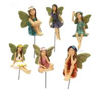 Miniatures Fairy Statue - 6PACK FairyGarden Accessories, Garden Figurine Fairies Decor, Lovely Vintage Resin Fairy Pixies Statue, Gardenstake Plants Figure, For Garden Yard House Plant Decoration