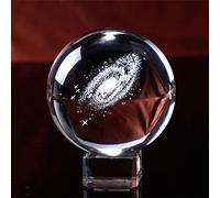 Miniatures Milky Way Galaxy Planet Crystal Ball 3D Laser Engraved Quartz Glass Sphere Home Decoration Gifts 60/80mm,with Crystal Base,60mm