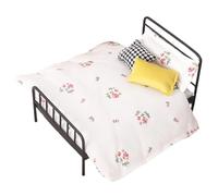 Miniaturmöbel Set | 1:12 Maßstab Schmiedeeisenrahmen Bett | Puppenmöbel Schlafzimmer | Kinder Rollenspiel Spielzeug | Innendeko Wohnaccessoires Puppenhaus