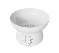 Minibees Raised Cat Bowl - Premium Elevated Cat Feeding Bowl, Porcelain, Stress Free, Small to Medium, Safety Choice
