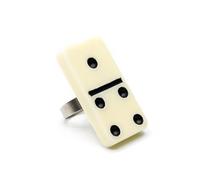 Miniblings Domino Ring Domino Toy White Handmade Fashion Jewellery Silver Finger Ring with Motif Adjustable One Size