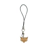 Miniblings Fox Head Mobile Cell Phone Charm Pendant Foxes Forest Animals Animal Wood