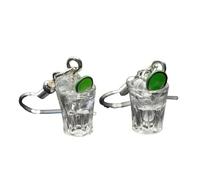 Miniblings Gin and Tonic Earrings Pendant Drink Party Cucumber Drink Bar - Handmade Fashion Jewellery Earrings Silver Plated