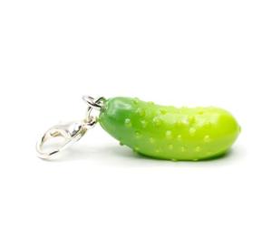 Miniblings Pickled Cucumber Pendant Cornichons Gherkins Pickles - Handmade Fashion Jewelry I Silver-plated Chain Pendant - Charm Pendant Charm Bracelet - Pendant For Bracelet