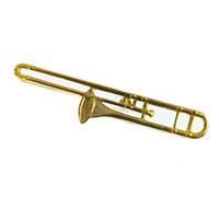 Miniblings Trombone Brooch - Golden Metal Instrument Pin, 1pc, Unisex, Multicolored, Brooch Style, Butterfly Clasp, No Metal Stamp, All Collection