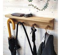MINICAMP Coat Rack Wall Mounted - Solid Oak Coat Hooks for Door with 4 Pegs and Shelf - Wooden Peg Rail Kids Storage - Floating Handmade Baby Nursery Products - Scandi Decor for Children Room