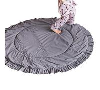 MINICAMP Mats For Floor Play Made with Natural OEKO-TEX Certified Cotton - Soft Padded Rug with Ruffled Border - Round Teepee Play Matt 49” Wide (Grey)