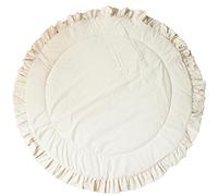 MINICAMP Mats For Floor Play Made with Natural OEKO-TEX Certified Cotton - Soft Padded Rug with Ruffled Border - Round Teepee Play Matt 49” Wide (Ecru)