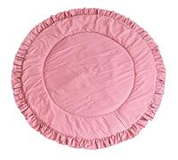 MINICAMP Mats For Floor Play Made with Natural OEKO-TEX Certified Cotton - Soft Padded Rug with Ruffled Border - Round Teepee Play Matt 49” Wide (Pink)