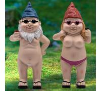 MINICAR 8'' H Gag Gnomes Statues Garden Outdoor Decor, Funny Dwarf Sculptures Yard Lawn Decorations, Naughty Gifts for Women Men, Set of 2