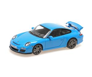 Minichamps 400068025 1:43 Porsche 911 GT3 Type 997, Miami Blue, 2009 - Sport Aut