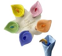 MINICIRCLES Bee Drinking Cups for Garden, Bee Cups for Thirsty Bees Garden 5PCS, Colorful Calla Lily Insect Drinking Cups, Resin Mini Water Cup for Garden Verandahs