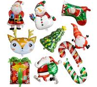 MINICIRCLES Christmas Balloons - 10 PCS Foil Balloons for Kids Xmas Party Decor (Reindeer, Santa)