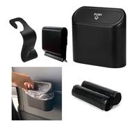 MINICIRCLES Mini Car Trash Can with Lid, 60 pcs Trash Bags and 1 Hooks, Portable Hanging Car Bin for Front Back Seat Accessories, Waterproof Trash Can Car Storage Rubbish
