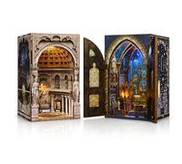 MiniCity 2-in-1 DIY Book Nook Kit Bundle - 3D Wooden Puzzle Set - Miniature Dollhouse Kits with LED Light & Dust Cover - Great Value Craft Gift Set for Adults & Teens (Pantheon & Notre-Dame Bacilica)