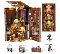 MiniCity Book Nook Kit Age 14+, DIY Miniature Dollhouse Booknook Kit, 3D Wooden Puzzle Bookend Bookshelf Insert Decor with LED Light and Dust Cover for Teens and Adults (Beyond Library)