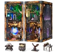 MiniCity Book Nook Kit Age 14+, DIY Miniature Dollhouse Booknook Kit, 3D Wooden Puzzle Bookend Bookshelf Insert Decor with LED Light for Teens and Adults (Blade and Magic)