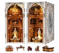 MiniCity Book Nook Kit Age 14+, DIY Miniature Dollhouse Booknook Kit, 3D Wooden Puzzle Bookend Bookshelf Insert Decor with LED Light for Teens and Adults (Public Library)