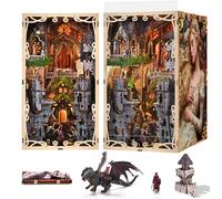 MiniCity Book Nook Kit - DIY Doll House Booknook, Book Nook Miniature Kit for Bookshelf Doll Houses for Adults Teen Halloween, 3D Wooden Puzzle Bookends with Led Light and Dust Cover (Sleeping Beauty)