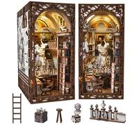 MiniCity Book Nook Kit, DIY Doll House Booknook, Miniature Kit for Bookshelf Doll Houses for Adults Teen Halloween, 3D Wooden Puzzle Bookends with Led Light and Dust Cover (Bernini's Workshop)