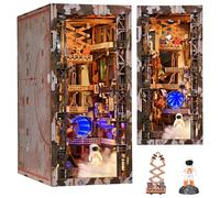 MiniCity Book Nook Kit, DIY Doll House Booknook, Miniature Kit for Bookshelf Doll Houses for Adults Teen Halloween, 3D Wooden Puzzle Bookends with Led Light and Dust Cover (Aerospace Foundry)