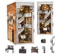 MiniCity Book Nook Kit, DIY Dollshouse Kit - Miniature House Kit With Led Light and Dust Cover for Teens and Adults Bookshelf Decor Creative Birthday Gifts (Law Library)