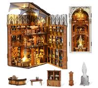 MiniCity Book Nook Kit, DIY Dollshouse Kit - Miniature House Kit With Led Light and Dust Cover for Teens and Adults(Public Library)