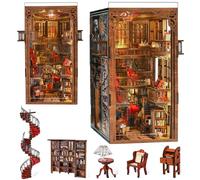 MiniCity Book Nook Kit, DIY Dollshouse Kit - Miniature House Kit With Led Light and Dust Cover for Teens and Adults Bookshelf Decor Creative Birthday Gifts (Abbey Library)