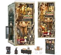 MiniCity Book Nook Kit, DIY Miniature Dollhouse Book Nook Kit with Dust Cover and LED Light (Saisons Café)