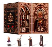 MiniCity Book Nook Kit, DIY Miniature Dollhouse Booknook Kit, 3D Wooden Puzzle Bookend Bookshelf Insert Decor with LED Light for Teens and Adults (Alice in Wonderland)